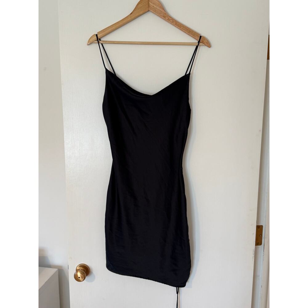 TOPSHOP Black Satin Slip Dress Mini‎ Spaghetti Strap Size 4 ✨